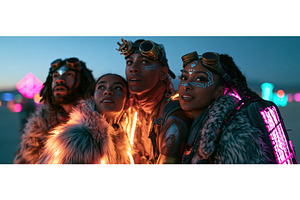 Diverse Festival Tribe in Futuristic, a Person Photo by piter.goskov