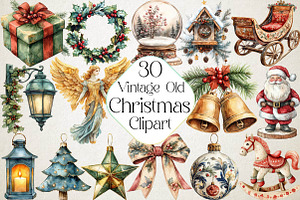 Watercolor Vintage Old Christmas Cli, an Illustration by DreamPrint404