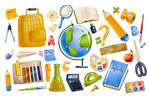 School Supplies Set. Back To School, a Graphic by the_myro