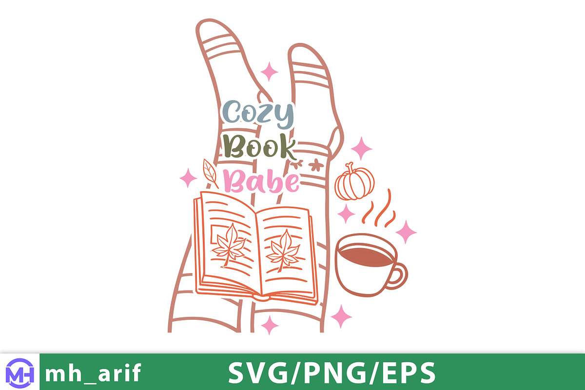 Cozy Book Babe Cute Book Lover SVG, a Graphic by mh_arif (Photo 1 of 4)