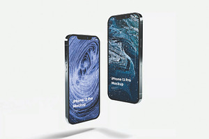 Floating Dual Smartphone Mockup, an iPhone Mockup by DesignRushMarket
