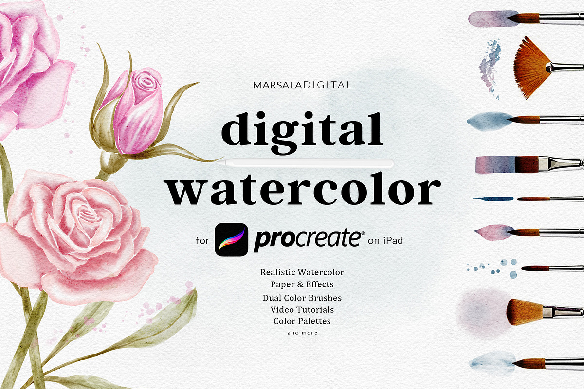 Procreate Watercolor Brushes Kit, a Brush Add-On by Kaya Fonts (Photo 1 of 15)