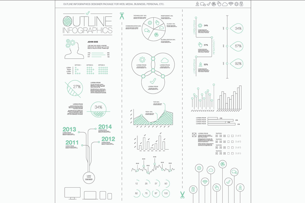 Outline Vector Infographics, a Work Illustration by Infographic Template Shop