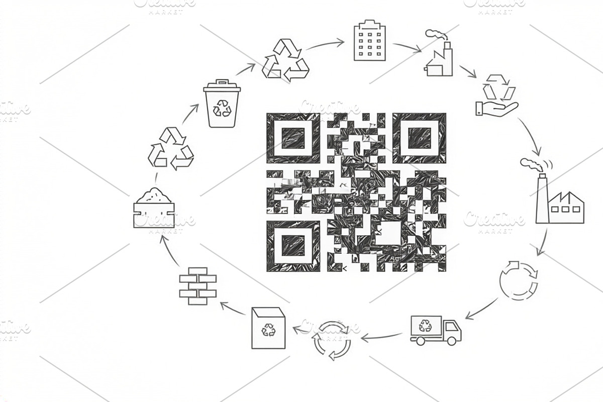 Sustainable process qr code system, an Object Illustration by DanFLCreativo