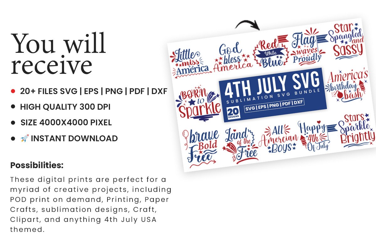 4th of July SVG & PNG Design Bundle, an Object Graphic by Creative Arslan (Photo 3 of 6)