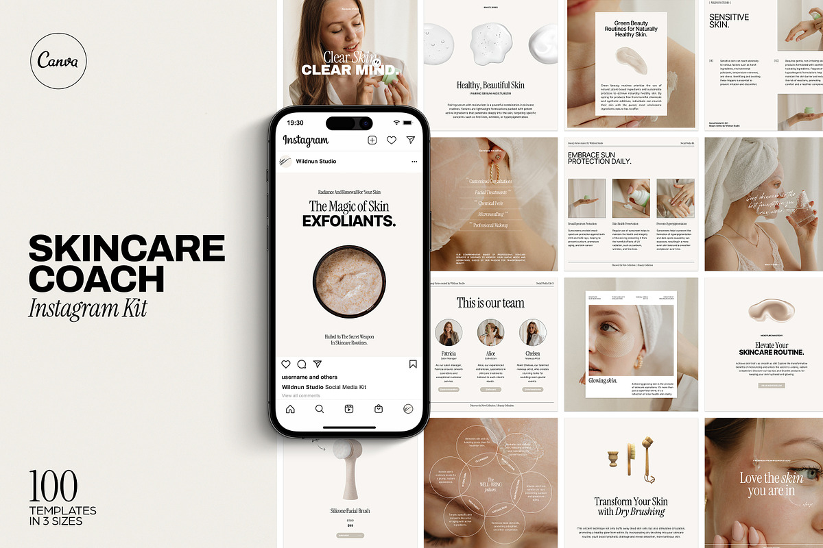 Skincare Coach Instagram Kit, a Social Media Template by Wildnun Studio (Photo 1 of 12)
