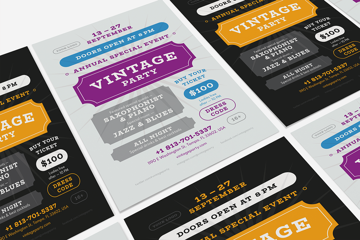 Vintage Party Poster Template, a Flyer Template by Danil Polshin (Photo 3 of 7)