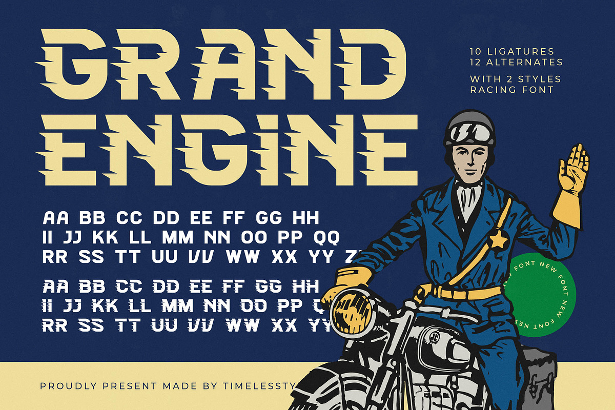 Grand Engine Racing Display Font, a Sans Serif Font by timelesstype.co (Photo 1 of 20)