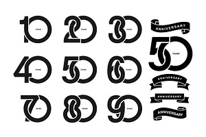Set of anniversary pictogram icon.