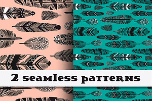 2 feathers patterns