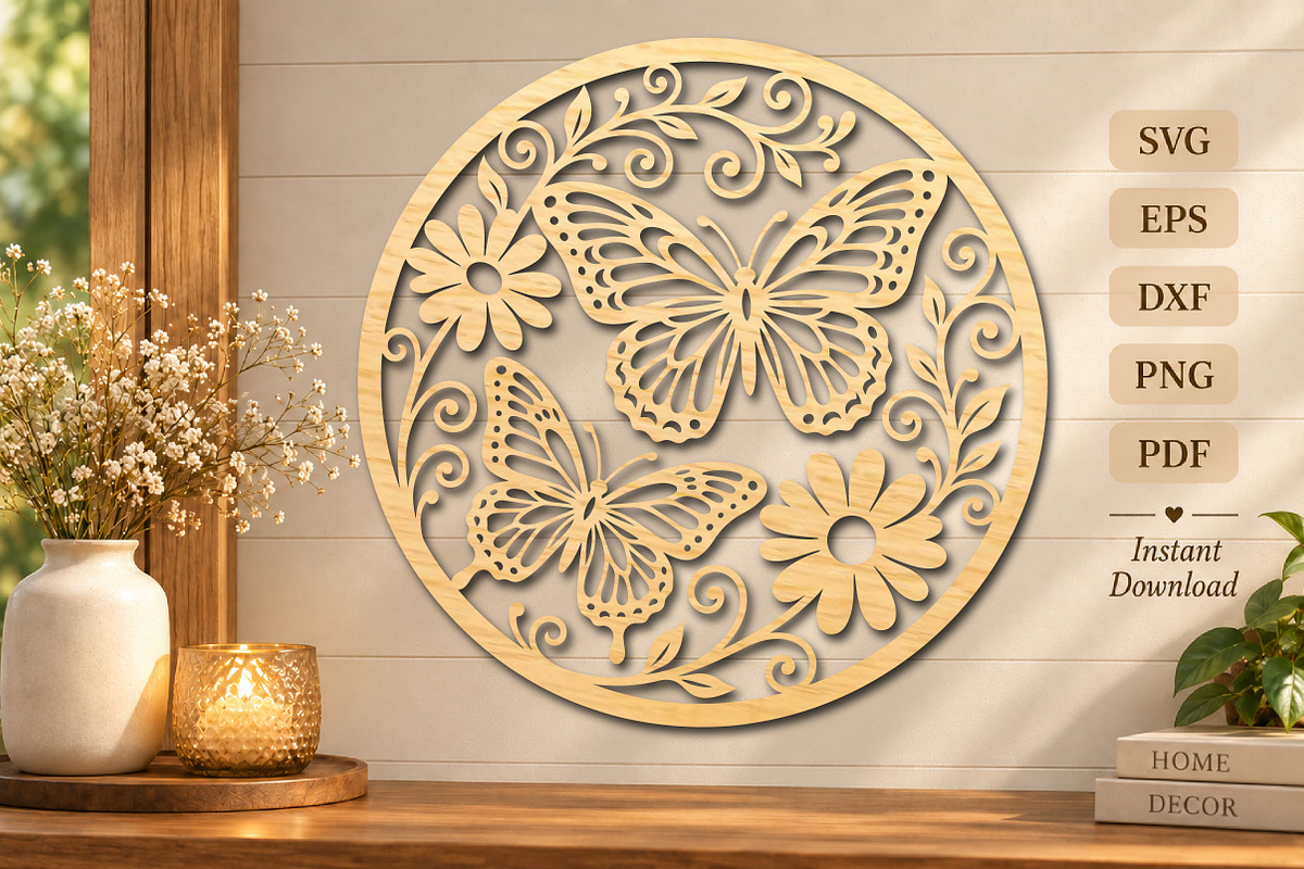 Floral Butterfly Laser Cut SVG, an Object Graphic by DreamCafeArt (Photo 1 of 4)