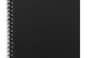 blank black spiral notebook