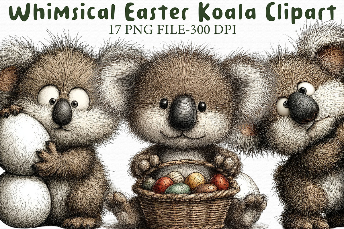 Whimsical Easter Koala Clipart, a Graphic by Libby Wishes (Photo 1 of 7)