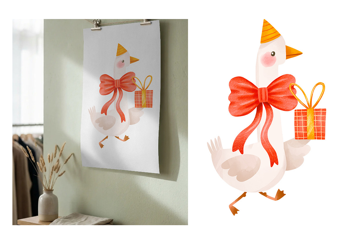 Cute Hand Drawn Birthday Goose, an Animal Illustration by the_myro (Photo 11 of 13)