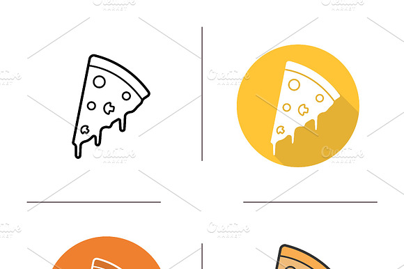 Pizza Piece Icons. Vector