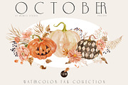 OCTOBER Watercolor Autumn Set, an Object Graphic by Kaleriia (Thumbnail 1 of 11)