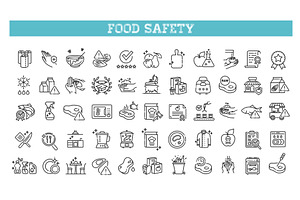 Set of outline food safety icons, an Outline Icon by Tettygreen