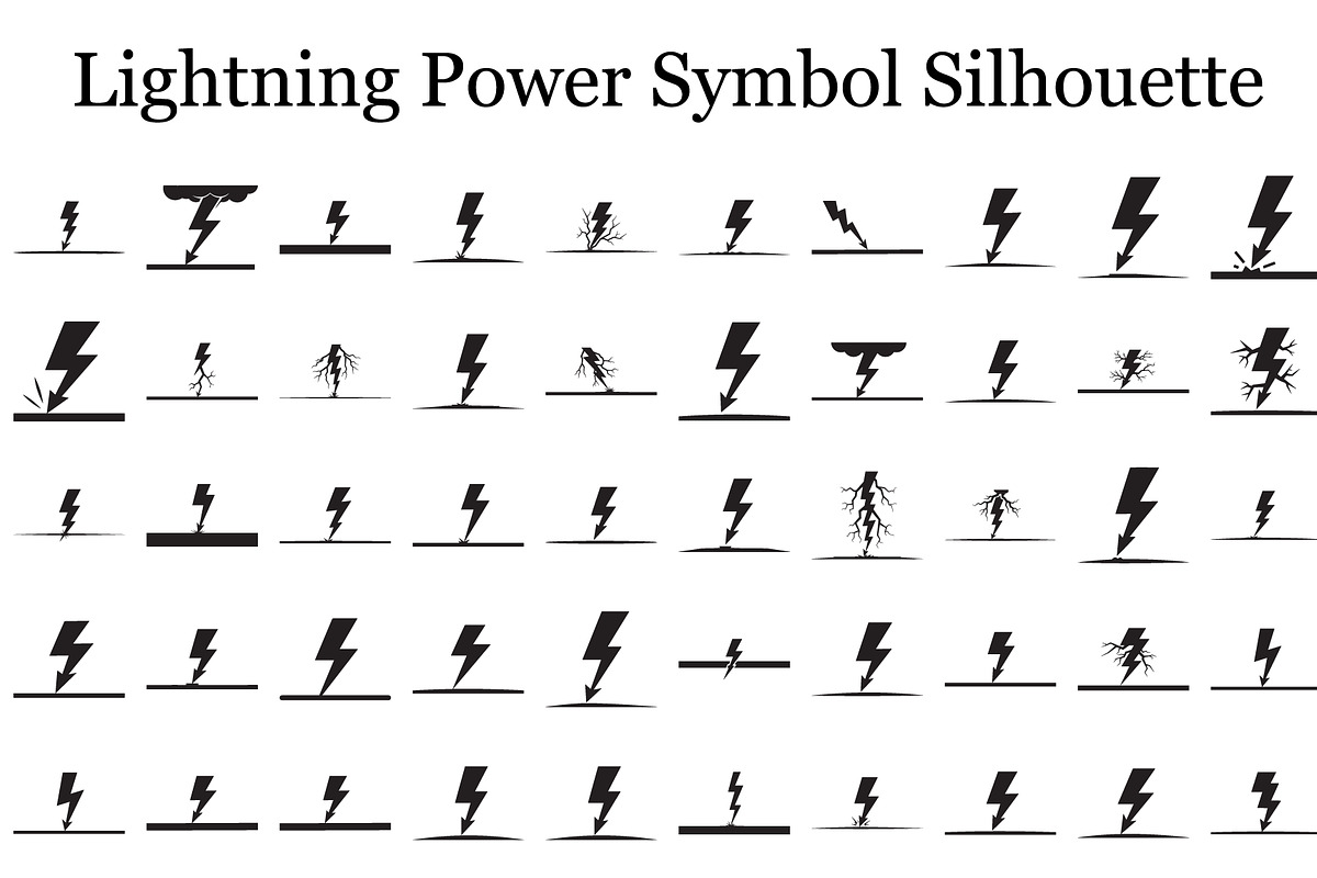 Lightning Power Symbol Silhouette, an Illustration by hafijul (Photo 1 of 15)