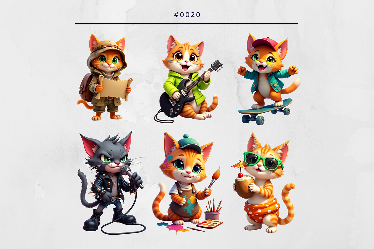 20 Cat Clipart Design Digital, an Illustration by Wilin Digital (Photo 2 of 2)