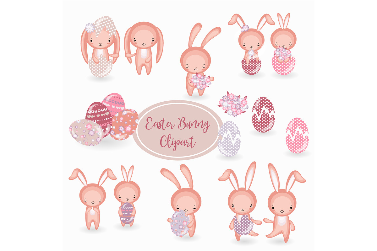 Set of vector cute Easrer Bunny, an Illustration by Manuna (Photo 2 of 4)