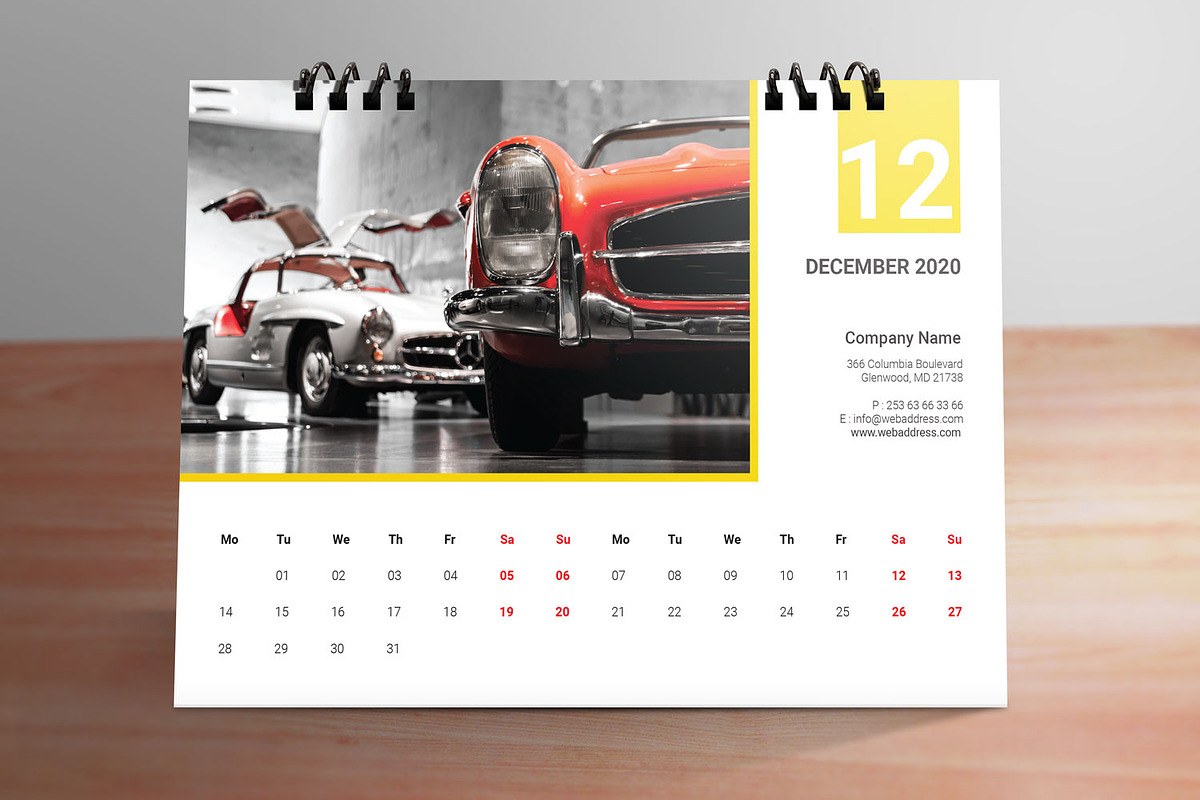 Desk Calendar for 2020 V5, a Stationery Template by graphicbox (Photo 3 of 5)