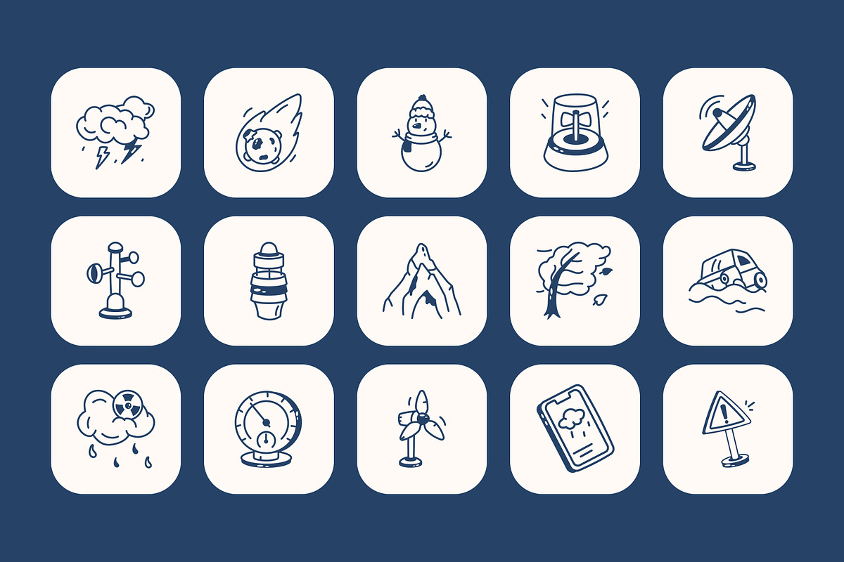 Weather Doodle Art Set, an Outline Icon by Vectors Market (Photo 5 of 8)