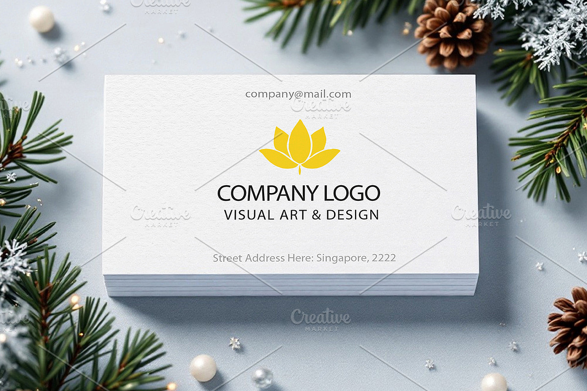 Business card, Christmas Background, an Advertising Mockup by Mockup Stories (Photo 1 of 2)