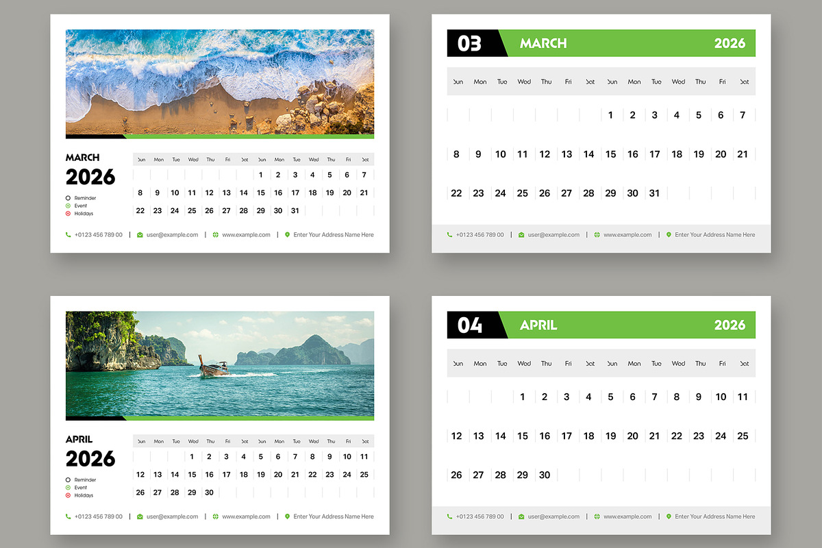 Modern Desk Calendar 2026 for Office, a Stationery Template by ContestDesign (Photo 3 of 4)