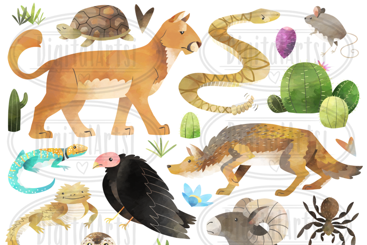 Watercolor Desert Animals Clipart, an Animal Illustration by DigitalArtsi (Photo 2 of 2)
