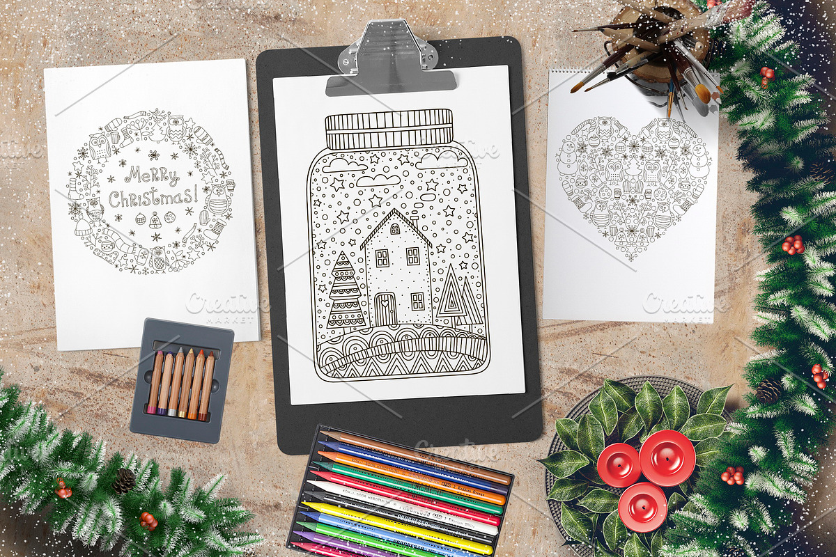 Christmas coloring pages., an Object Graphic by Fairy dreams (Photo 5 of 5)