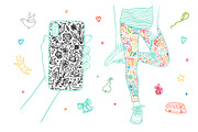 60 Funny Doodle + 14 Patterns, an Object Graphic by Apolinarias Art (Thumbnail 8 of 9)