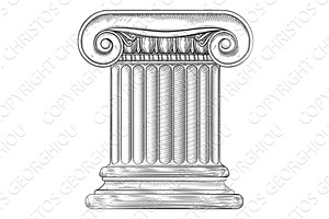 Column Pillar From Roman Or Greek