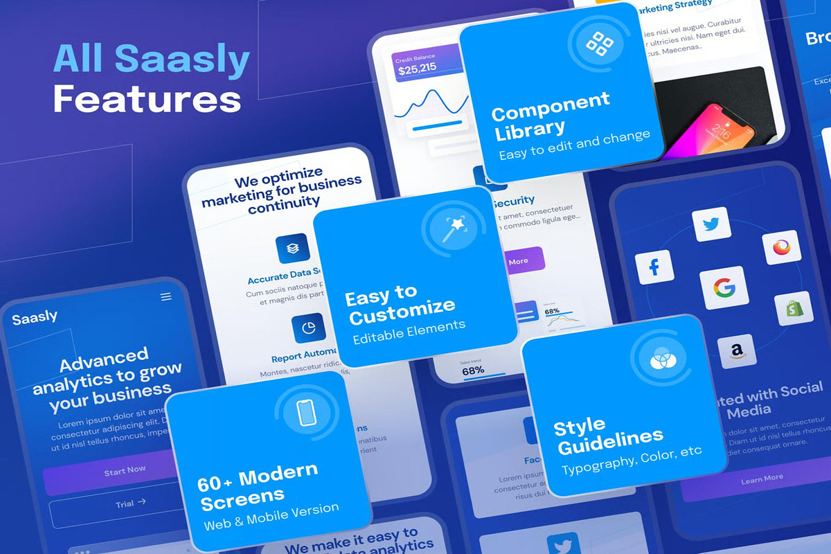 Saasly Tech SaaS Website and Mobile, an UI Kit Template by Creative Perspective (Photo 3 of 8)