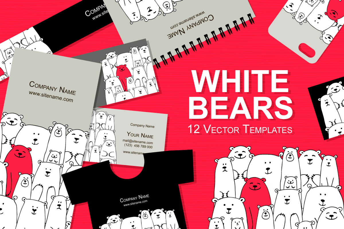 Card templates with white bears, a Card Template by Kudryashka (Photo 1 of 14)