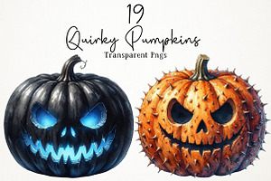 Quirky Pumpkins PNG Clipart, a Seasonal Illustration by RobertsArt