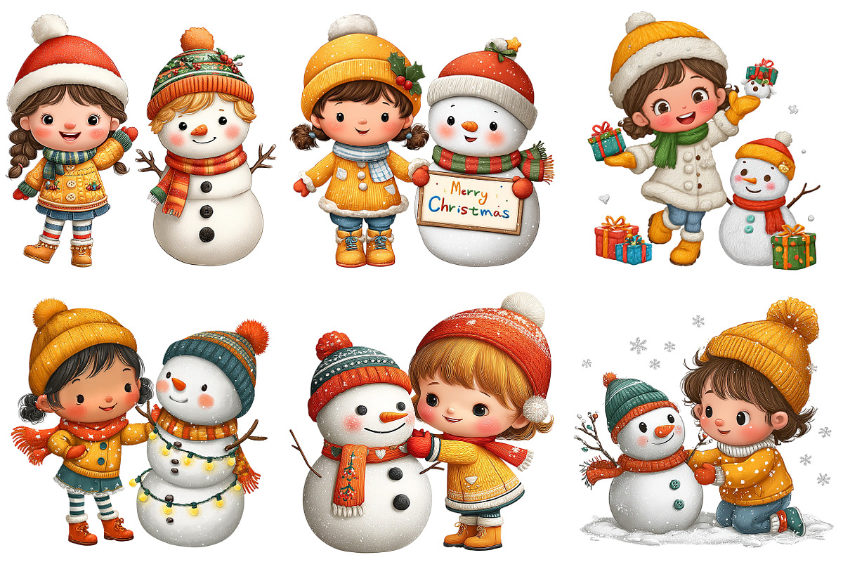 Christmas Girl with Snowman PNG, an Illustration by Craft Nest (Photo 8 of 11)