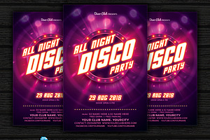 All Night Disco Party, a Flyer Template by DesignWorkz