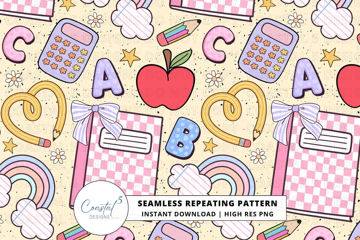 Back to School Seamless Pattern, a Pattern Graphic by Coastal 5 Designs (Photo 1 of 3)