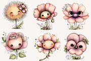 whimsical smiling flower clipart, an Illustration by Designworld (Thumbnail 5 of 6)