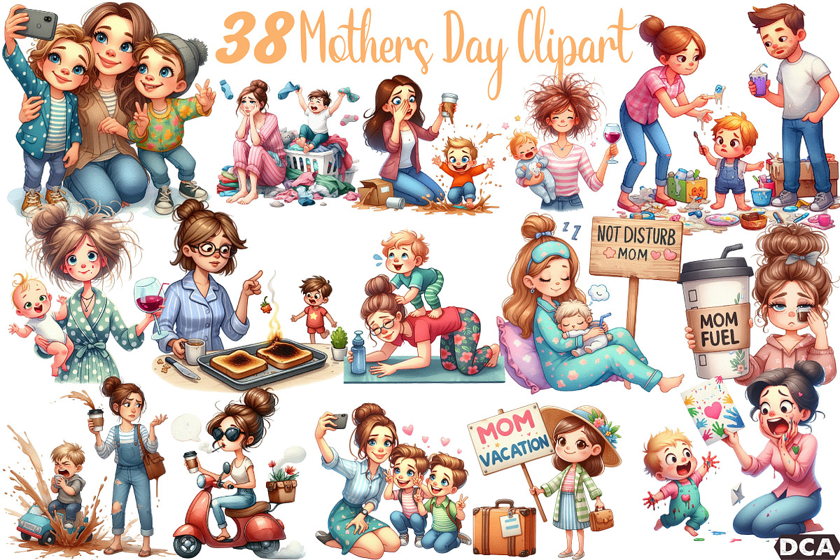 Funny Mothers Day Clipart, an Illustration by DreamCafeArt (Photo 1 of 6)