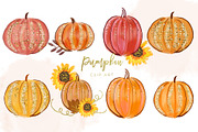 Pumpkins Watercolor Collection, a Decorative Illustration by Sunflower Day Love (Thumbnail 3 of 17)