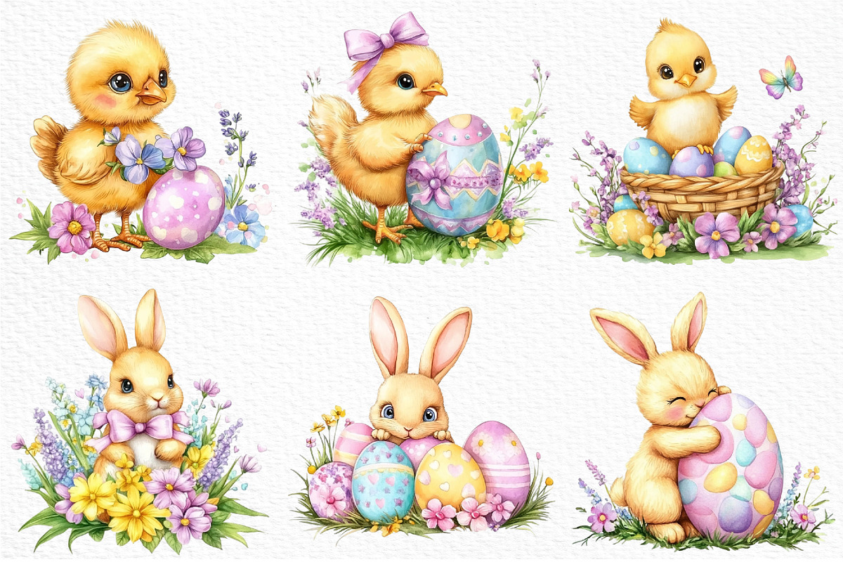 Watercolor Easter Clipart PNG, an Illustration by Craft Nest (Photo 4 of 12)