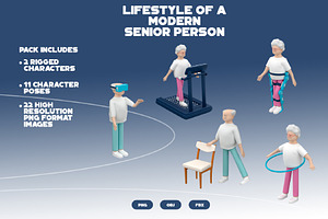Lifestyle Of A Modern Elderly People, a Characters & Person 3D Model by Artem Varnitsin