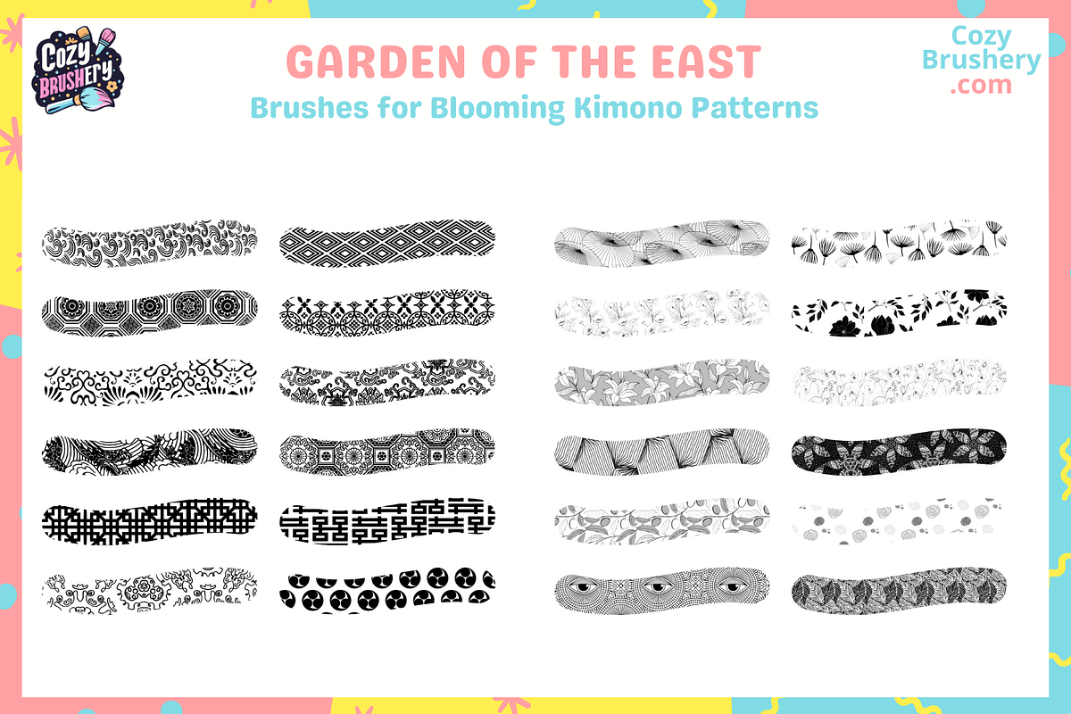 Procreate Japanese Kimono Brushes, a Brush Add-On by Cozy Brushery (Photo 4 of 5)