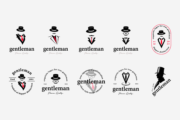 gentleman logo design bundle barber preview 2