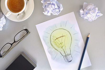 Idea concept with light bulb top, a Business Photo by Davizro's Market