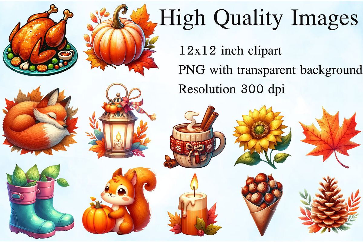 Watercolor Autumn Clipart, an Illustration by Craft Nest (Photo 2 of 5)