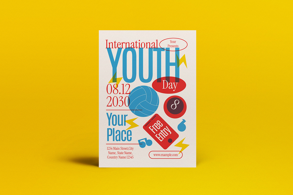 Colorful Risograph Youth Day Flyer, a Flyer Template by graphicook (Photo 2 of 4)