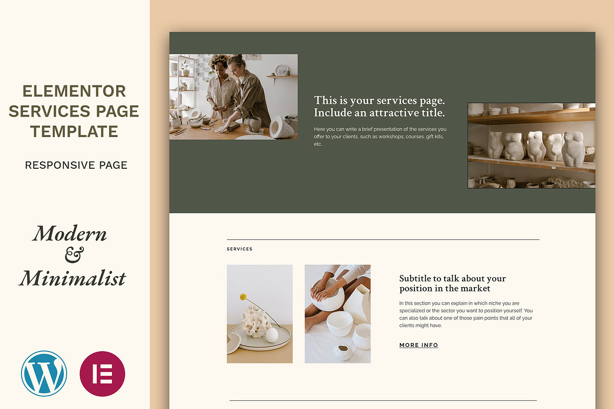 Services Page Elementor Template WP, a Templates & Theme by Eva Cogollos Studio (Photo 1 of 5)