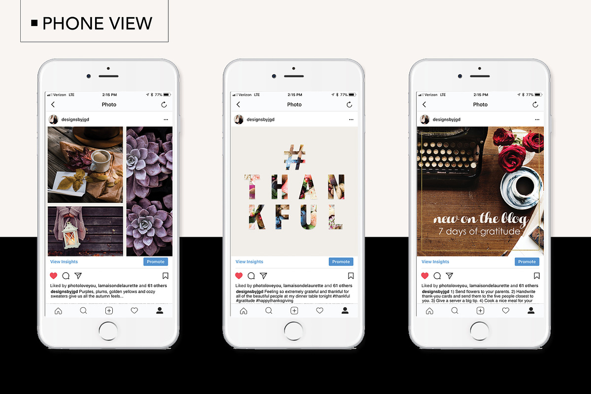Instagram Thanksgiving Bundle, a Social Media Template by jgdigital.co designs (Photo 6 of 8)